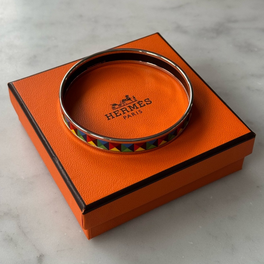 *Pristine* Hermès Clous en Trompe de L’Oeil bangle, sz 65